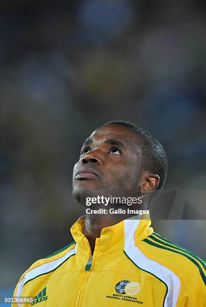 Aaron Mokoena of Bafana is shown during his 100th cap in an International Friendly match between South Africa and Guatemala at the Peter Mokaba...