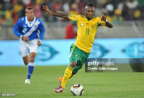 Teko Modise of South Africa moves the ball during the International Friendly match between South Africa and Guatemala at the Peter Mokaba Stadium on...