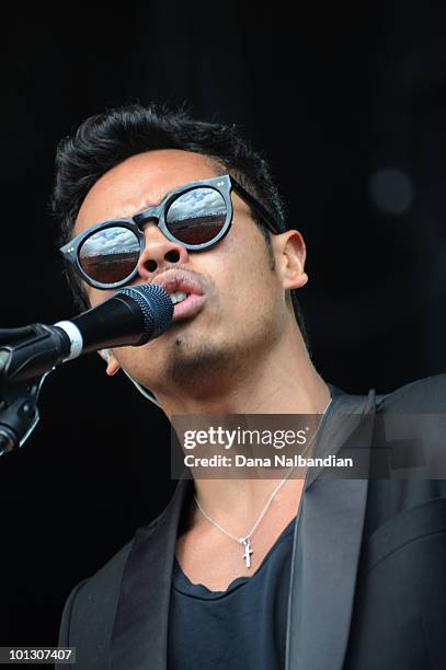 Dougie Mandagi of The Temper Trap performs at Sasquatch Festival at the Gorge Amphitheater on May 31, 2010 in George, Washington.