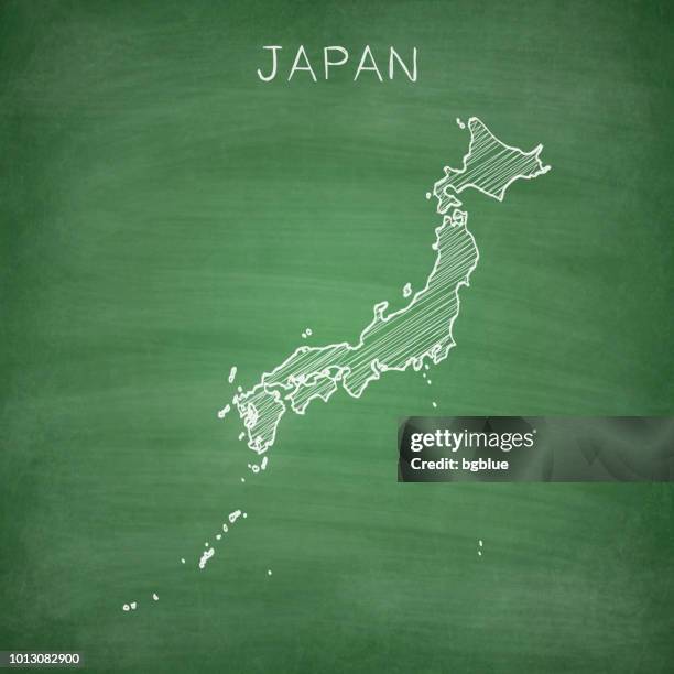 japan-karte auf tafel - tafel gezeichnet - honshu stock-grafiken, -clipart, -cartoons und -symbole