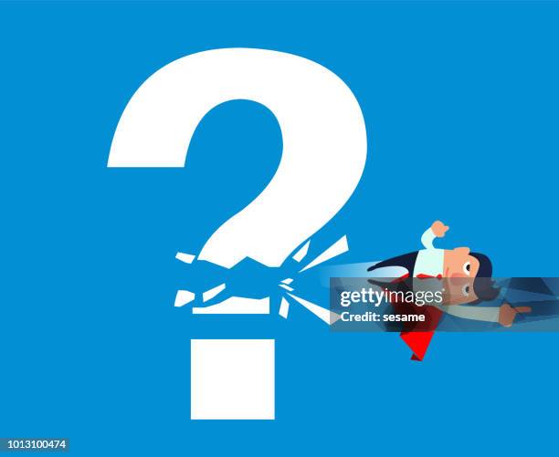 businessman breaks through the problem - flying debris stock illustrations
