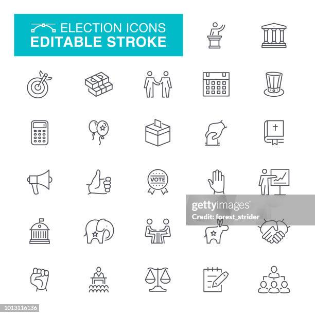 wahlen und politik linie symbole - elephant stock-grafiken, -clipart, -cartoons und -symbole