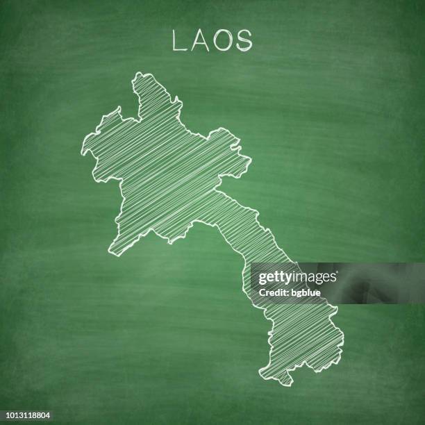 laos map drawn on chalkboard - blackboard - laos stock illustrations