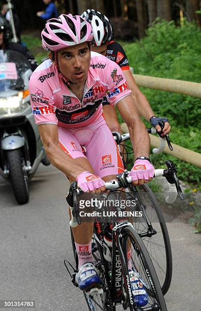 Spain's David Arroyo Duran of the Caisse D'Epargne team cycles during the climb in the fifteenth stage in the 93rd Giro d'Italia, from Mestre to...