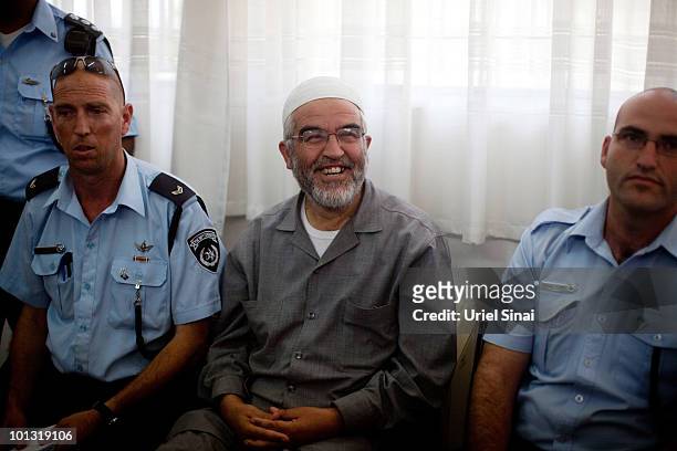 Sheikh Raed Salah, the head of the Northern Branch of the Islamic Movement in Israel, sits in Magistrates Court after he was arrested on the Gaza...