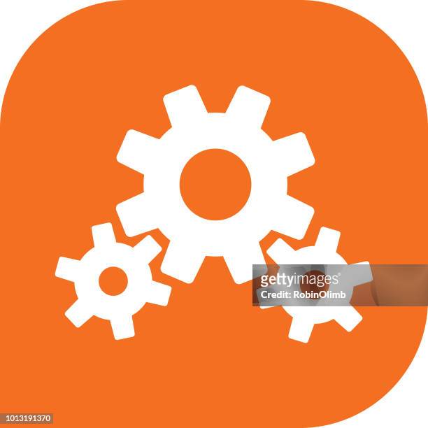 illustrations, cliparts, dessins animés et icônes de icône orange gears - imbriqué