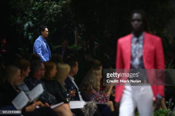 Model showcases designs by Calibre during the David Jones Spring Summer 18 Collections Launch at Fox Studios on August 8, 2018 in Sydney, Australia.