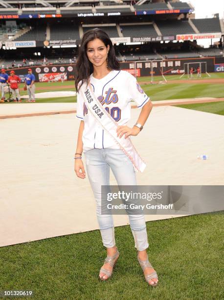 Miss USA Rima Fakih visits Citi Field on May 27, 2010 in the Queens Borough of New York City.