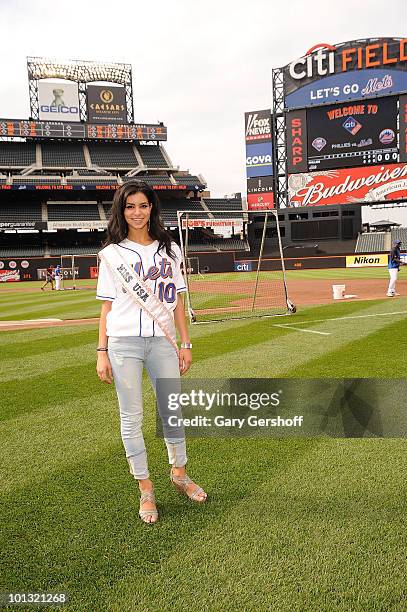 Miss USA Rima Fakih visits Citi Field on May 27, 2010 in the Queens Borough of New York City.