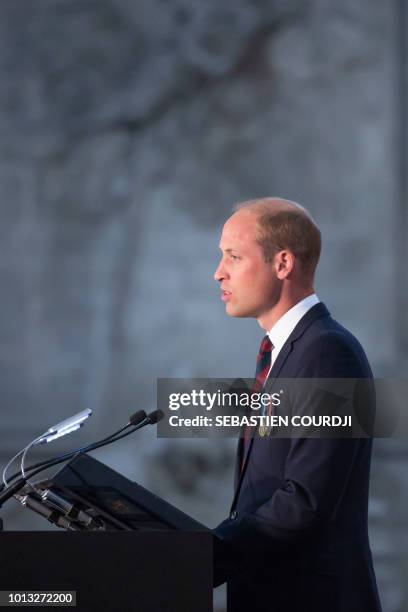 Britain's Prince William, the Duke of Cambridge delivers his speech during a religious ceremony to mark the 100th anniversary of the World War I...