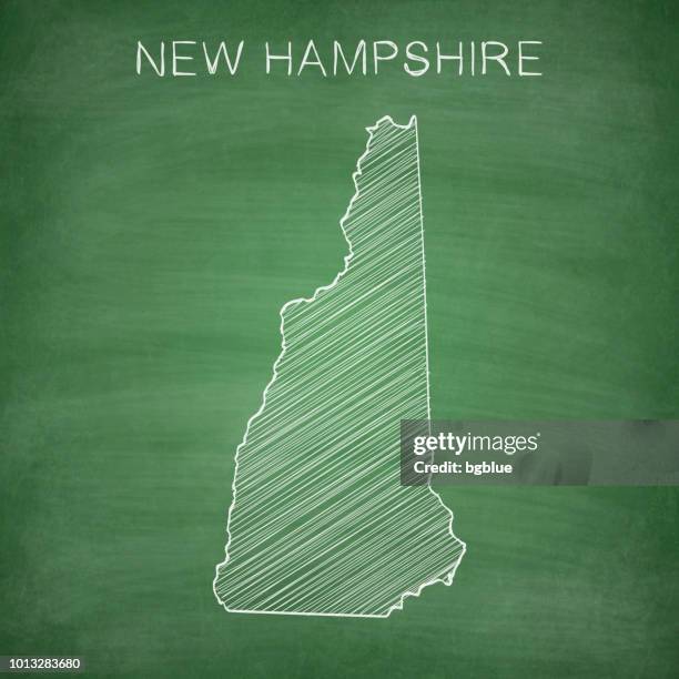 new hampshire map drawn on chalkboard - blackboard - concord new hampshire stock illustrations