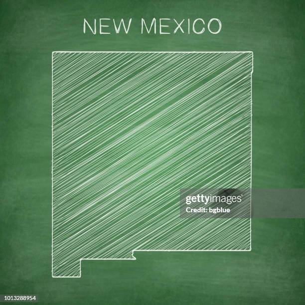 new mexico map drawn on chalkboard - blackboard - mexico border stock illustrations