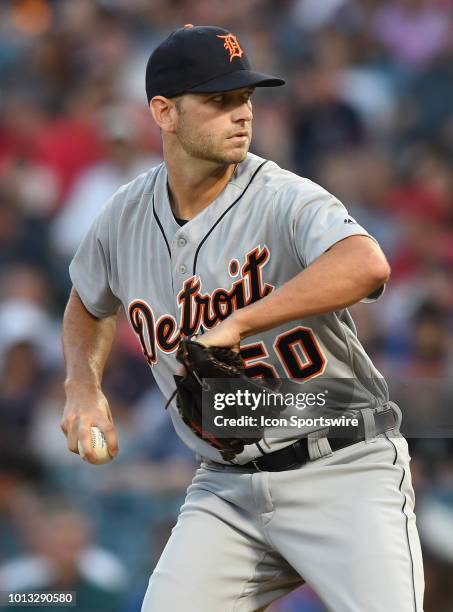 Detroit Tigers pitcher Jacob Turner in action during the first inning of a game against the Los Angeles Angels of Anaheim played on August 7, 2018 at...