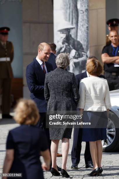 Britain's Prince William, Duke of Cambridge, Britain's Prime Minister Theresa May, and French Minister of the Armed Forces, Florence Parly, leave...