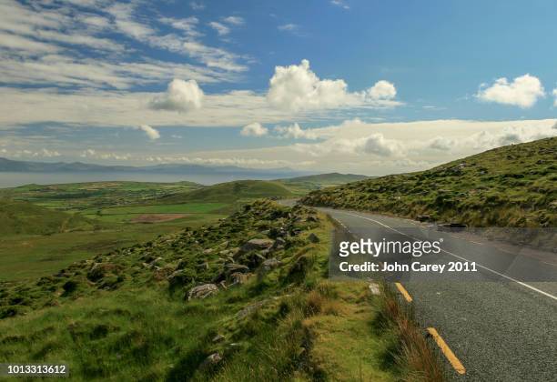 connor pass panorama landscape, dingle, co kerry, ireland - dingle bay stock pictures, royalty-free photos & images