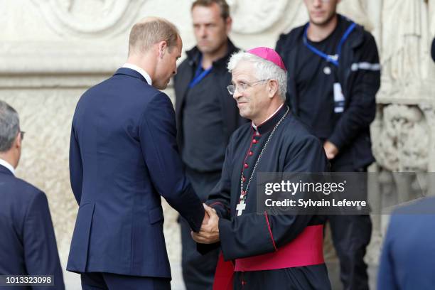 Britain's Prince William, Duke of Cambridge arrives for a religious ceremony to mark the 100th anniversary of the World War I Battle of Amiens, at...