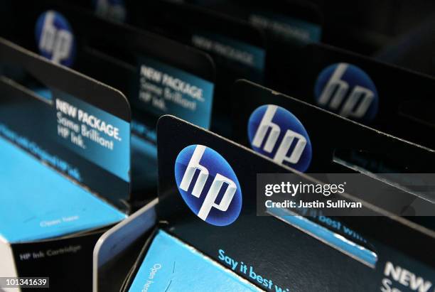 Packages of HP ink cartridges ares displayed at a Best Buy store June 1, 2010 in San Francisco, California. Hewlett-Packard Co. Announced today that...