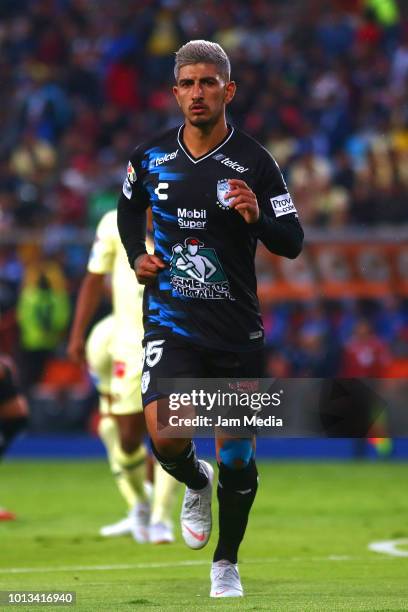 Victor Guzman of Pachuca runs in the field during the third round match between Pachuca and Club America as part of the Torneo Apertura 2018 Liga MX...