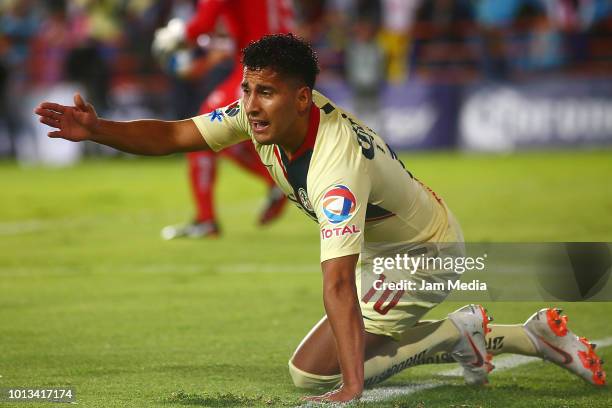 Cecilio Dominguez of America reacts during the third round match between Pachuca and Club America as part of the Torneo Apertura 2018 Liga MX at...