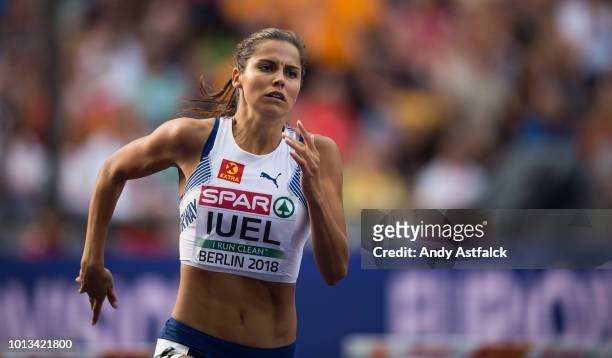 Amalie Hammild Iuel from Norway during the Women's 400m Hurdles Semi-Finals on Day 2 of the European Athletics Championships at Olympiastadion on...