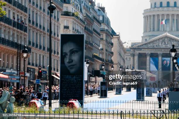 pantheon in paris, simone veil enthronement - holocaust stock pictures, royalty-free photos & images