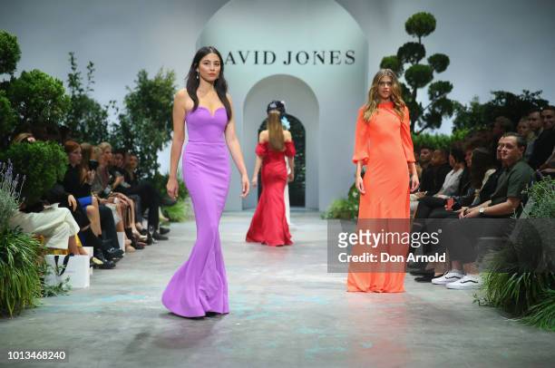 Jessica Gomes, andVictoria Lee showcase designs during the David Jones Spring Summer 18 Collections Launch at Fox Studios on August 8, 2018 in...