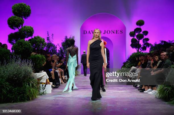 Karolina Kurkova showcases designs during the David Jones Spring Summer 18 Collections Launch at Fox Studios on August 8, 2018 in Sydney, Australia.