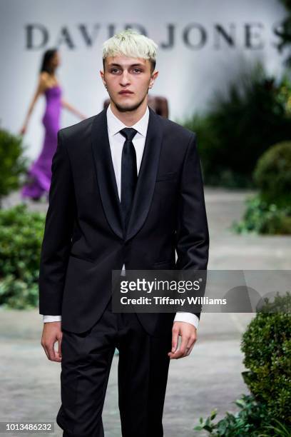 Anwar Hadid showcases designs by Joe Black designs during the David Jones Spring Summer 18 Collections Launch at Fox Studios on August 8, 2018 in...