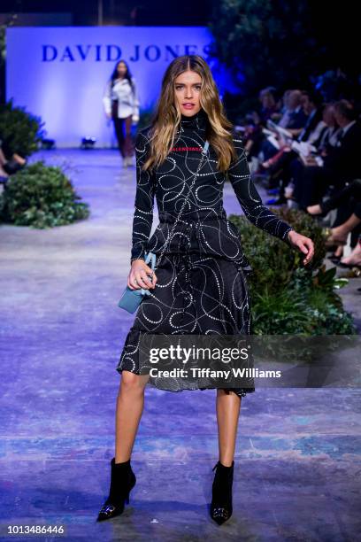 Victoria Lee showcases designs by Balenciaga designs during the David Jones Spring Summer 18 Collections Launch at Fox Studios on August 8, 2018 in...