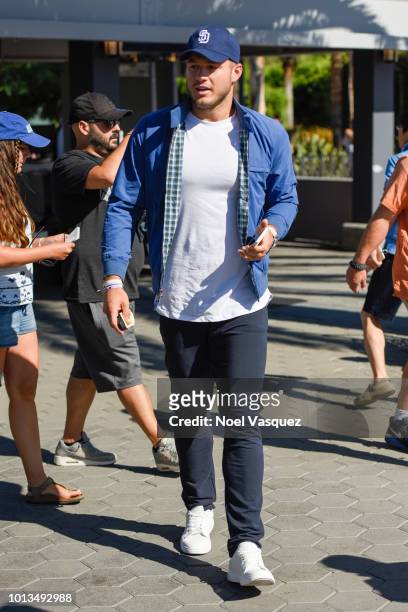 Colton Underwood visits "Extra" at Universal Studios Hollywood on August 8, 2018 in Universal City, California.