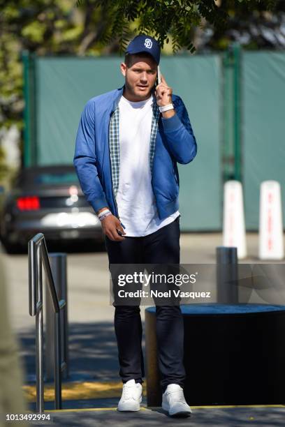 Colton Underwood visits "Extra" at Universal Studios Hollywood on August 8, 2018 in Universal City, California.