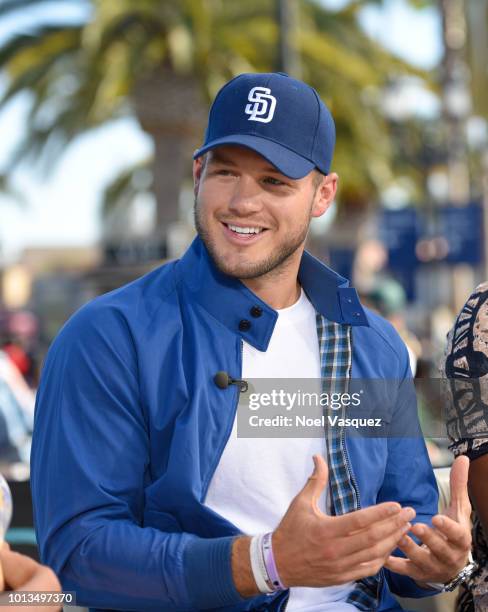 Colton Underwood visits "Extra" at Universal Studios Hollywood on August 8, 2018 in Universal City, California.