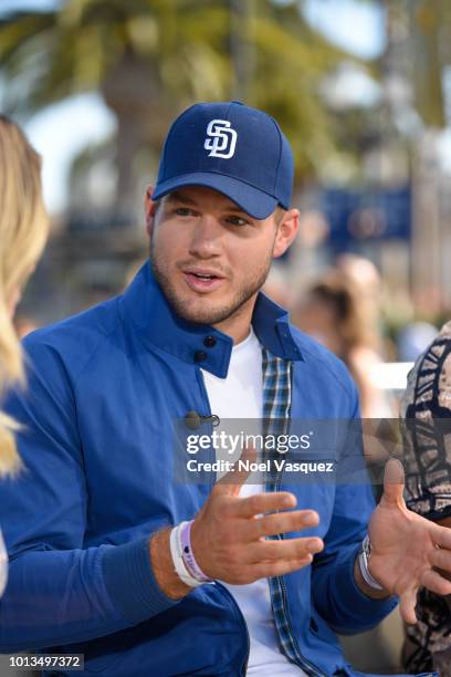 Colton Underwood visits "Extra" at Universal Studios Hollywood on August 8, 2018 in Universal City, California.