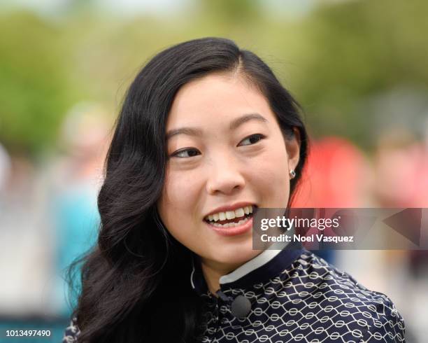 Awkwafina visits "Extra" at Universal Studios Hollywood on August 8, 2018 in Universal City, California.