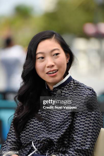 Awkwafina visits "Extra" at Universal Studios Hollywood on August 8, 2018 in Universal City, California.