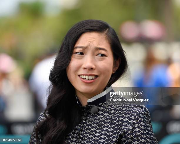 Awkwafina visits "Extra" at Universal Studios Hollywood on August 8, 2018 in Universal City, California.