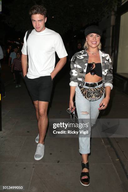 Ethan Allen and Gabby Allen seen on a night out after dinner at Chotto Matte on August 8, 2018 in London, England.