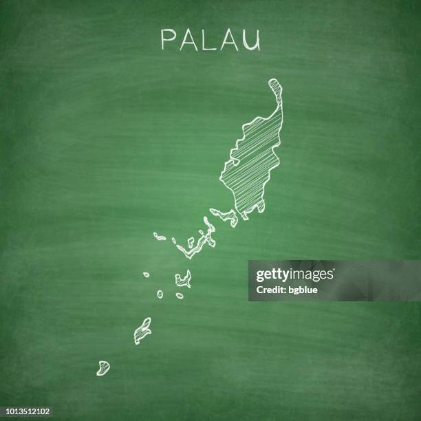 ilustrações, clipart, desenhos animados e ícones de mapa de palau desenhado na lousa - blackboard - palau