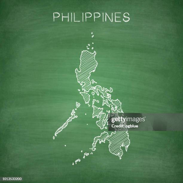 philippines map drawn on chalkboard - blackboard - philippine map drawing stock illustrations