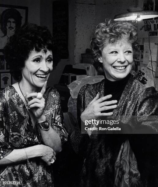 Actresses Chita Rivera and Gwen Verdon attending the opening of "The Grand Finale" on January 7, 1975 in New York City, New York.