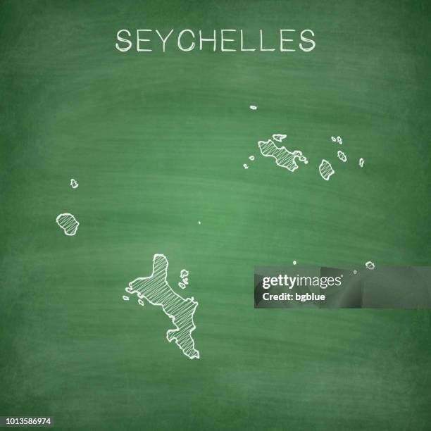 seychelles map drawn on chalkboard - blackboard - seychelles stock illustrations