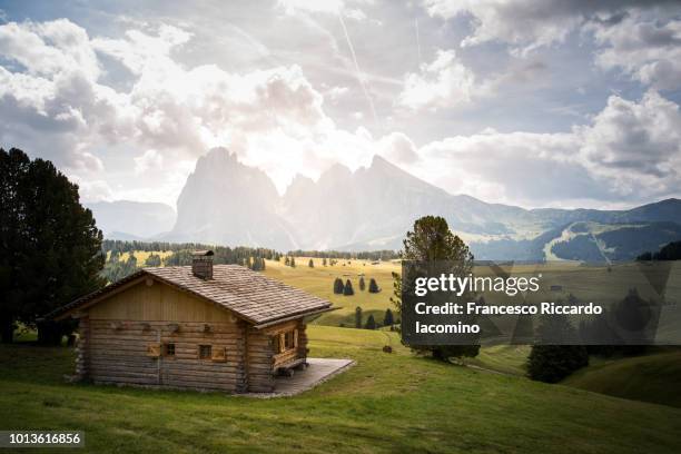 summer in the dolomites alps - cottage foto e immagini stock