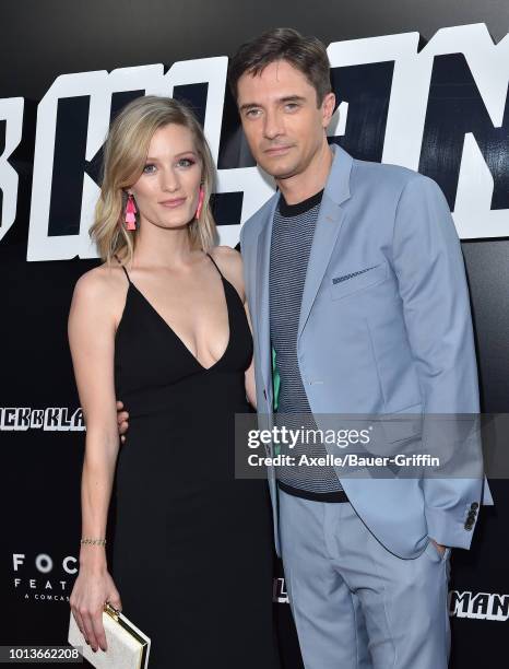 Ashley Hinshaw and Topher Grace arrive at the premiere of Focus Features' 'BlacKkKlansman' at Samuel Goldwyn Theater on August 8, 2018 in Beverly...