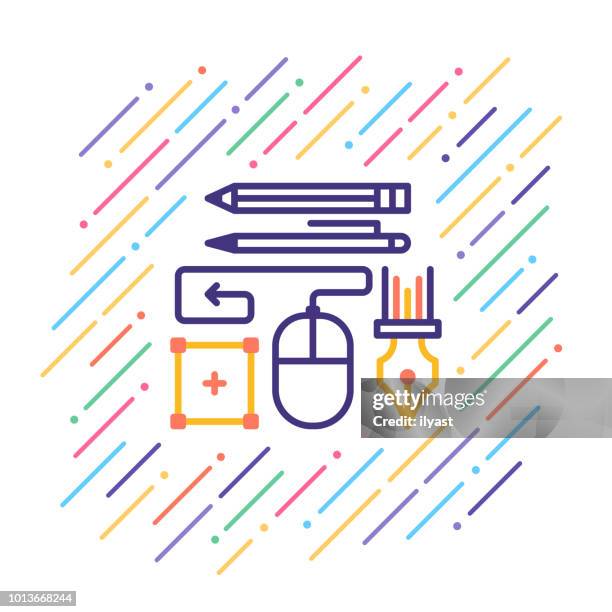 graphic designer line icon - graphic designer stock illustrations