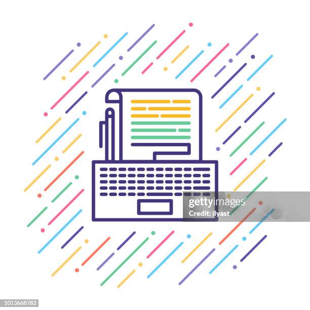 author line icon - typewriter text stock illustrations