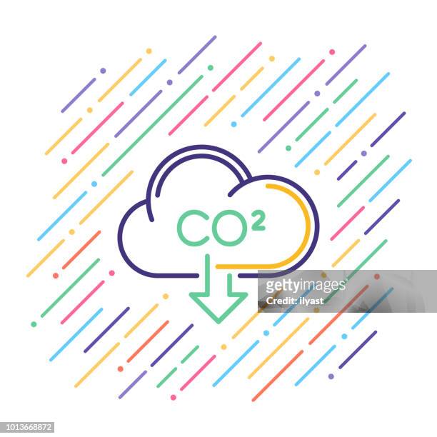 carbon footprint line icon - condensation stock illustrations