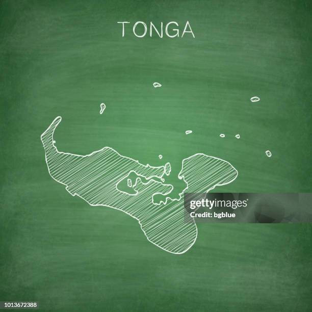 tonga map drawn on chalkboard - blackboard - tonga stock illustrations