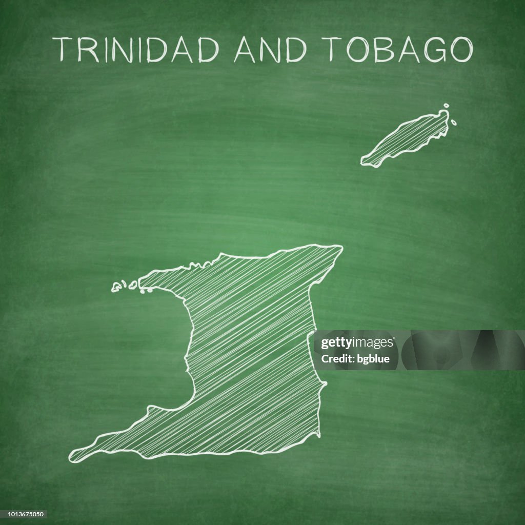 Mapa de Trinidad y Tobago dibujado en la pizarra - pizarra