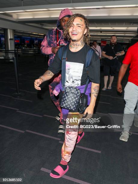 Lil Pump is seen at Los Angeles International Airport on August 08, 2018 in Los Angeles, California.