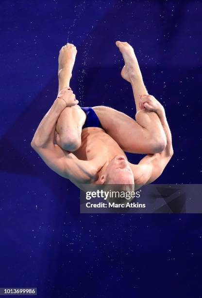 Ilia Zakharov of Russia competes in the Men's 3m Springboard Preliminary during the diving on Day eight of the European Championships Glasgow 2018 at...